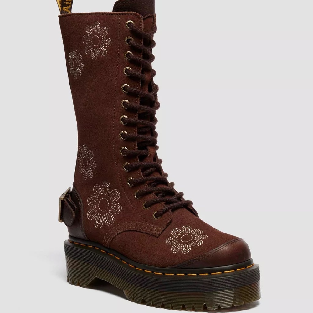 Dr. Martens Women's 1B99 LIMITED EDITION Dunnet Flower Suede Brown Platform RARE